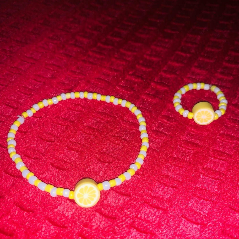 Handmade Lemon Bracelet & Ring Set